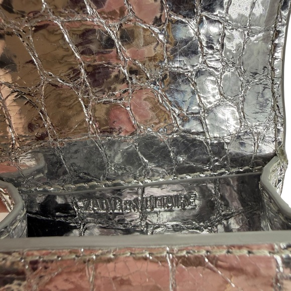 Zadig & Voltaire Silver Croc Embossed Phone Wallet Wristlet and AirPod Case Set - Picture 16 of 16